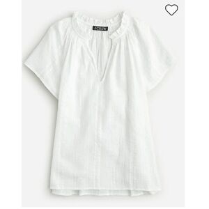 J.Crew Flutter Sleeve V-Neck Top in Cotton Dobby White P263